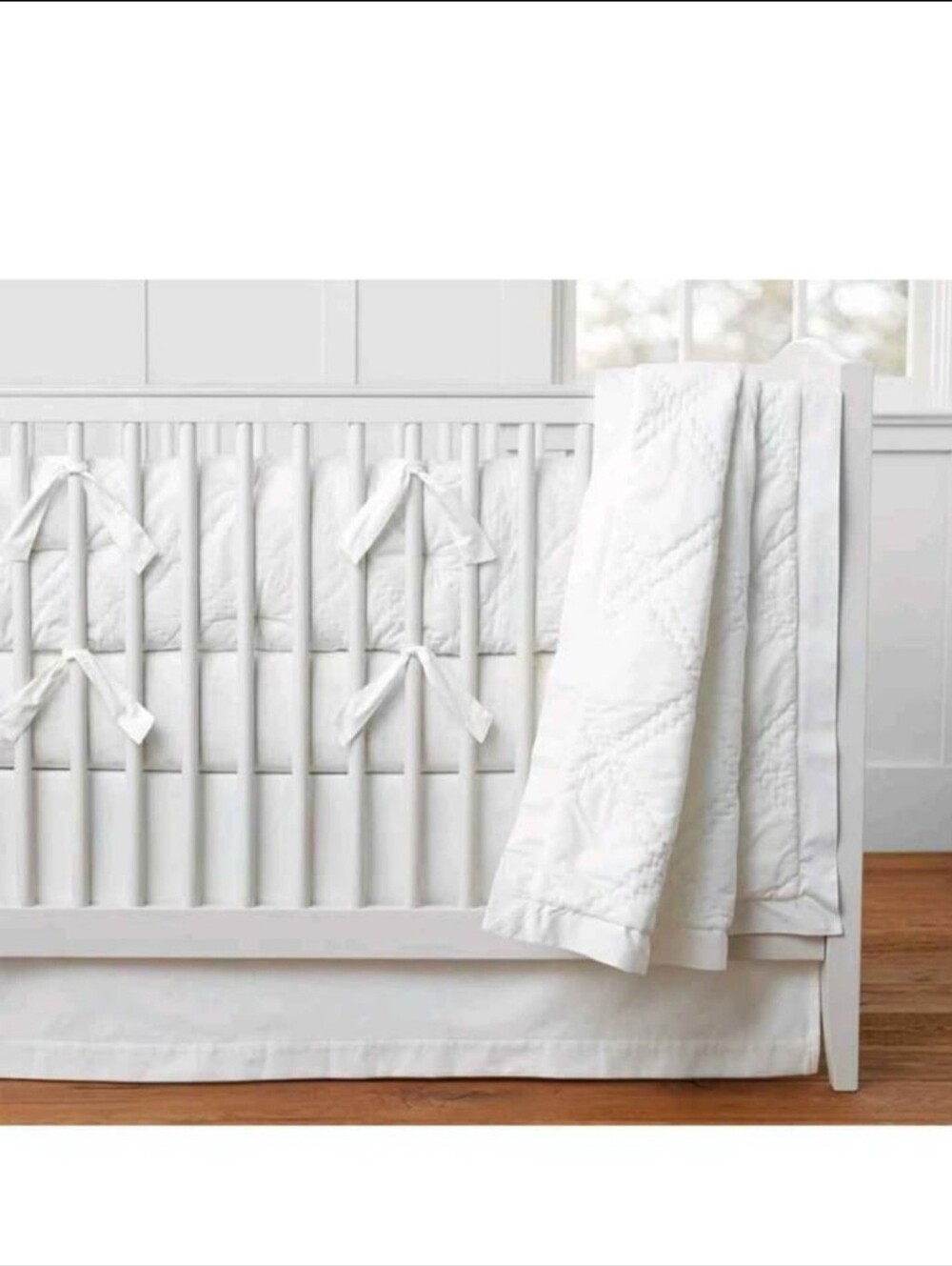 Pottery Barn Washed Velvet Collection Bedskirt & Blanket White